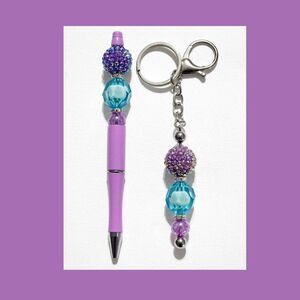The "Beaded Beauty Pen & Keychain Collection"  - Purple/Blue